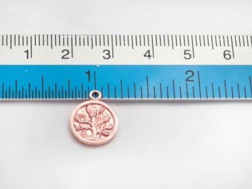 2 of 925 Sterling Silver Rose Gold Vermeil Style Tree of Life Charms 11mm.