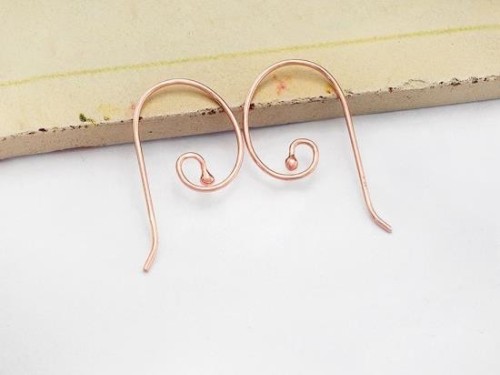 2 pairs of 925 Sterling Silver Rose Gold Vermeil Style Earwires 14x28 mm.