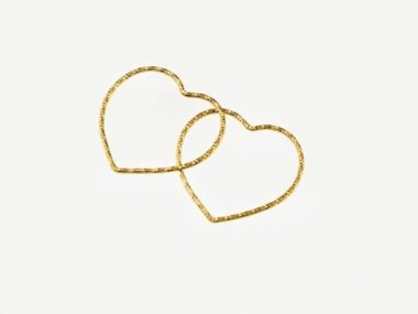 925 Sterling Silver 24k Gold Vermeil Style Diamond Cut Heart Links, Connectors 25x1 mm.