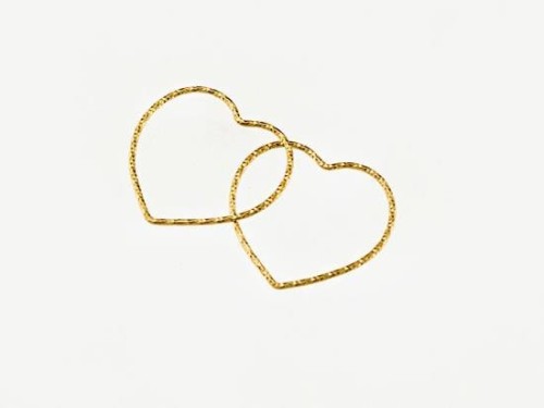 2 of 925 Sterling Silver 24k Gold Vermeil Style Diamond Cut Heart Links, Connectors 25x1 mm.