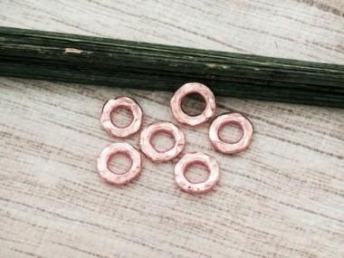 Karen hill tribe Rose Gold Vermeil Style Hammered Closed Jump Rings 6.5mm.