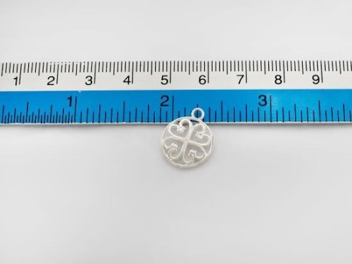 1 of 925 Sterling Silver Celtic Heart, Clover Charm 13.5mm.