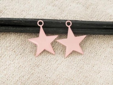 925 Sterling Silver Rose Gold Vermeil Style Star Charms 15mm.