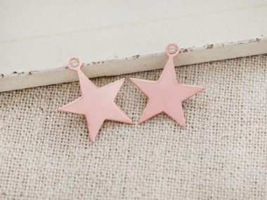 925 Sterling Silver Rose Gold Vermeil Style Star Charms 15mm.