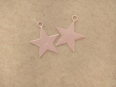 925 Sterling Silver Rose Gold Vermeil Style Star Charms 15mm.