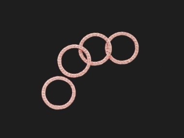 925 Sterling Silver Rose Gold Vermeil Style Textured Circle Closed Rings, Connectors 9mm.