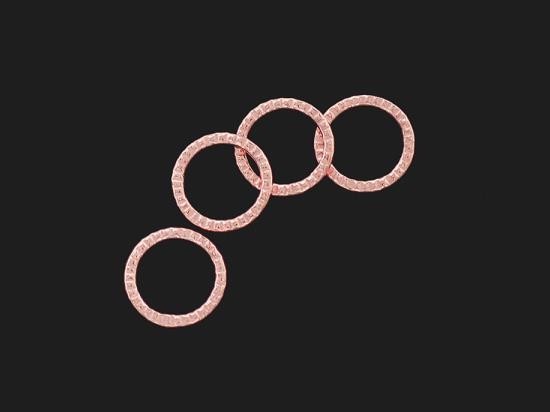 4 of 925 Sterling Silver Rose Gold Vermeil Style Textured Circle Closed Rings, Connectors 9mm.