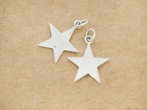 2 of 925 Sterling Silver Star Charms 14.8mm.