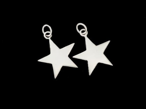 2 of 925 Sterling Silver Star Charms 14.8mm.