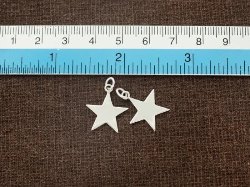 2 of 925 Sterling Silver Star Charms 14.8mm.