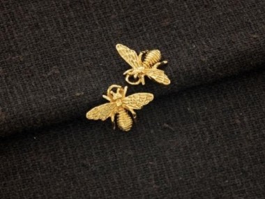 2 of 925 Sterling Silver Gold Vermeil Style Bee Charms 9x13 mm.