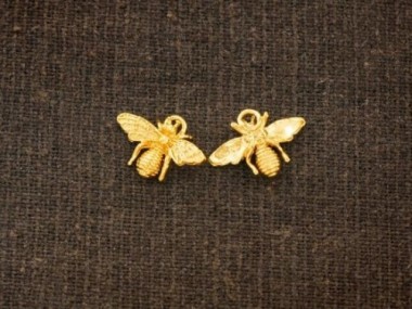 925 Sterling Silver Gold Vermeil Style Bee Charms 9x13 mm.