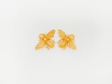 925 Sterling Silver Gold Vermeil Style Bee Charms 9x13 mm.