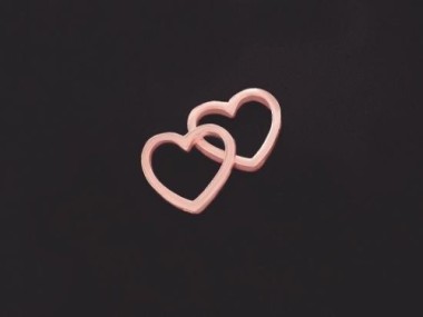 925 Sterling Silver Rose Gold Vermeil Style Heart Links, Connectors 13.5.mm.