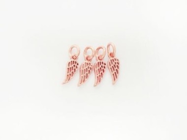 925 Sterling Silver Rose Gold Vermeil Style Angel Wing Charms 4.5x9mm.,