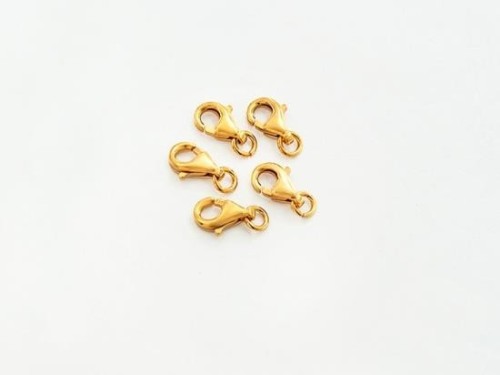 5 of 925 Sterling Silver Gold Vermeil Style Pear Lobster Clasps 5x8 mm.