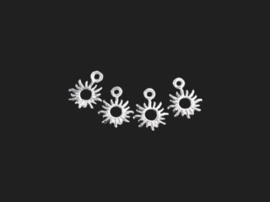 4 of 925 Sterling Silver Sun Charms 7mm.