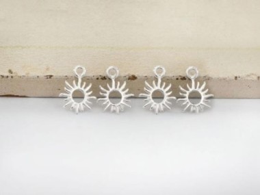 925 Sterling Silver Sun Charms 7mm.