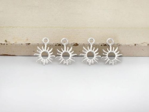 4 of 925 Sterling Silver Sun Charms 7mm.