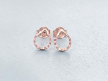 925 Sterling Silver Rose Gold Vermeil Style Small Drop Stud Earrings 7mm.