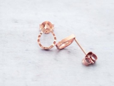 925 Sterling Silver Rose Gold Vermeil Style Small Drop Stud Earrings 7mm.