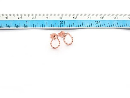 1 Pair of 925 Sterling Silver Rose Gold Vermeil Style Small Drop Stud Earrings 7mm.