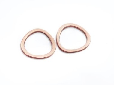 925 Sterling Silver Rose Gold Vermeil Style Pebble Rings 15 mm.