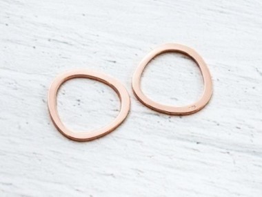 925 Sterling Silver Rose Gold Vermeil Style Pebble Rings 15 mm.