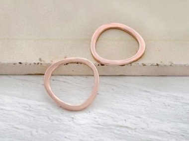 925 Sterling Silver Rose Gold Vermeil Style Pebble Rings 15 mm.