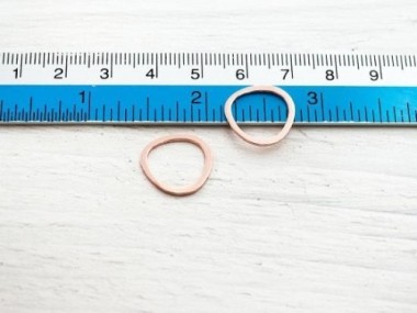 925 Sterling Silver Rose Gold Vermeil Style Pebble Rings 15 mm.