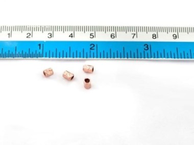 925 Karen Hill Tribe Silver Rose Gold Vermeil Style Hammered Tubular Beads 3x4.5mm.