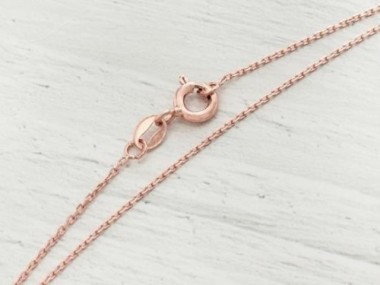 925 Sterling Silver Rose Gold Vermeil Style Fine Cable Chain Necklace 1x1.5 mm.