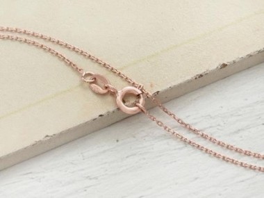 925 Sterling Silver Rose Gold Vermeil Style Fine Cable Chain Necklace 1x1.5 mm.