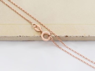 925 Sterling Silver Rose Gold Vermeil Style Fine Cable Chain Necklace 1x1.5 mm.