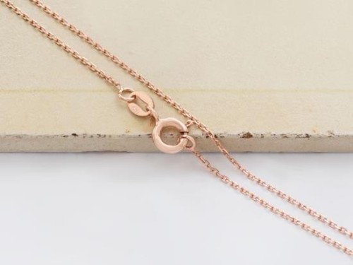 16 inches of 925 Sterling Silver Rose Gold Vermeil Style Fine Cable Chain Necklace 1x1.5 mm.