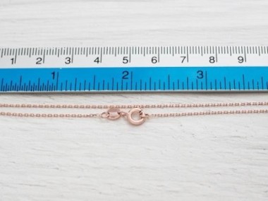 925 Sterling Silver Rose Gold Vermeil Style Fine Cable Chain Necklace 1x1.5 mm.