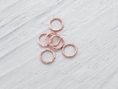 925 Sterling Silver Rose Gold Vermeil Style Twisted Closed Circle Rings 8 mm.