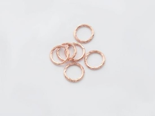 6 of 925 Sterling Silver Rose Gold Vermeil Style Twisted Closed Circle Rings 8 mm.