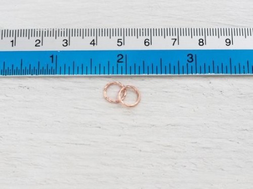 6 of 925 Sterling Silver Rose Gold Vermeil Style Twisted Closed Circle Rings 8 mm.