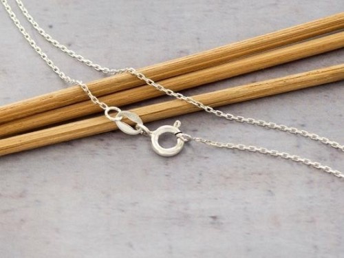 18 inches of 925 Sterling Silver Fine Cable Chain Necklace , 1x1.5 mm. Delicate Chain