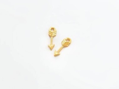 925 Sterling Silver Gold Vermeil Style Arrow Charms 3x9 mm.,