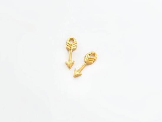 4 of 925 Sterling Silver Gold Vermeil Style Arrow Charms 3x9 mm., small charms