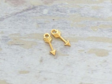 925 Sterling Silver Gold Vermeil Style Arrow Charms 3x9 mm.,