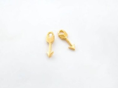 925 Sterling Silver Gold Vermeil Style Arrow Charms 3x9 mm.,