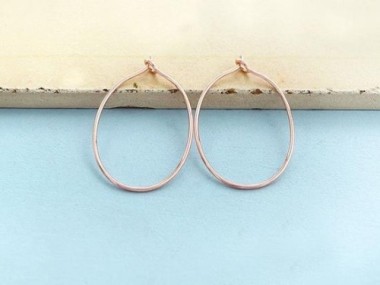 2 pairs of Sterling Silver Rose Gold Vermeil Style Oval Hoop Earrings 18x28mm.