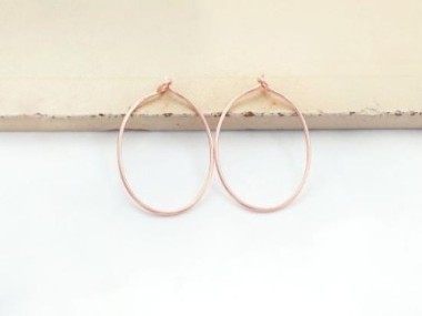 Sterling Silver Rose Gold Vermeil Style Oval Hoop Earrings 18x28mm.