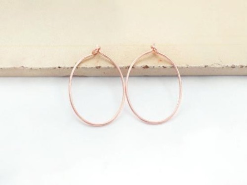 2 pairs of Sterling Silver Rose Gold Vermeil Style Oval Hoop Earrings 18x28mm.