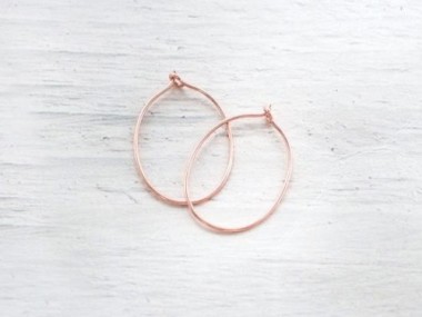 Sterling Silver Rose Gold Vermeil Style Oval Hoop Earrings 18x28mm.