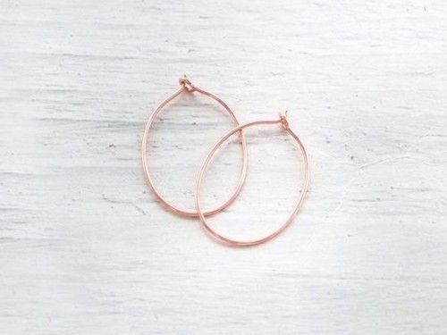 2 pairs of Sterling Silver Rose Gold Vermeil Style Oval Hoop Earrings 18x28mm.