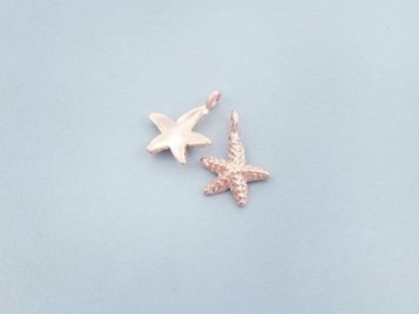 925 Sterling Silver Rose Gold Vermeil Style Starfish Charms 8x9mm.